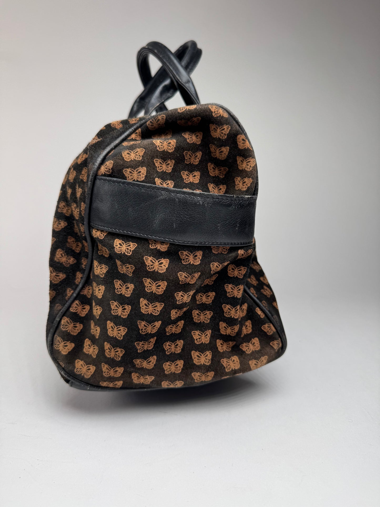 Vintage Bottega Veneta Suede Leather Monogramm Bag black brown