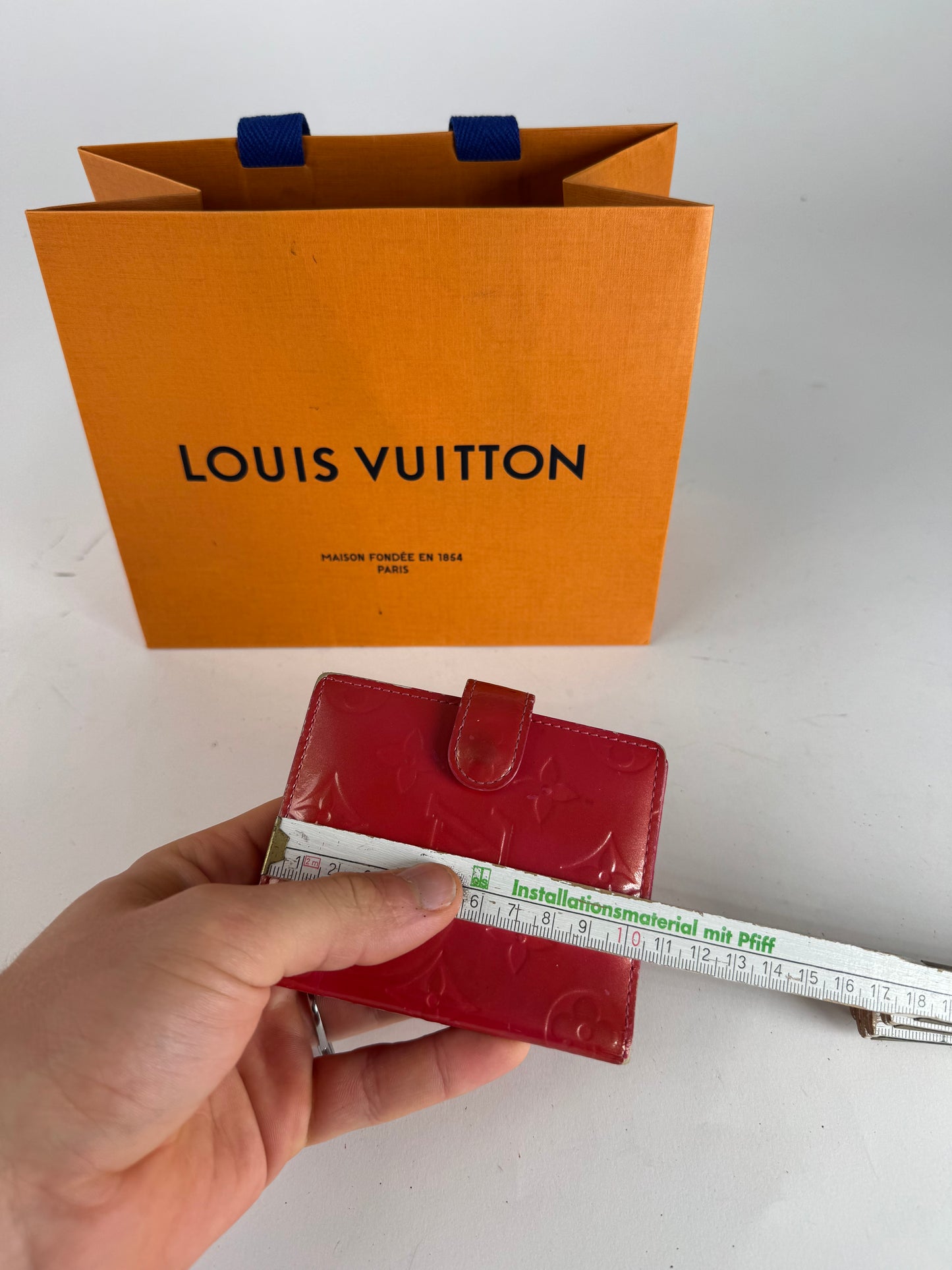 Vintage Louis Vuitton Vernis Leather Card Holder Red