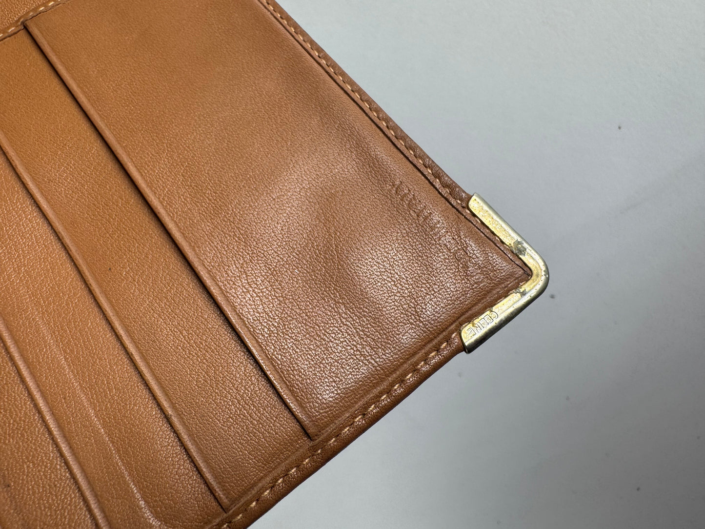 Vintage Celine Paris Leather Monogram Card Holder Brown