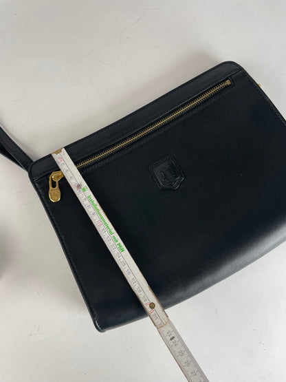Vintage Celine Paris Triomphe Leather Clutch Black
