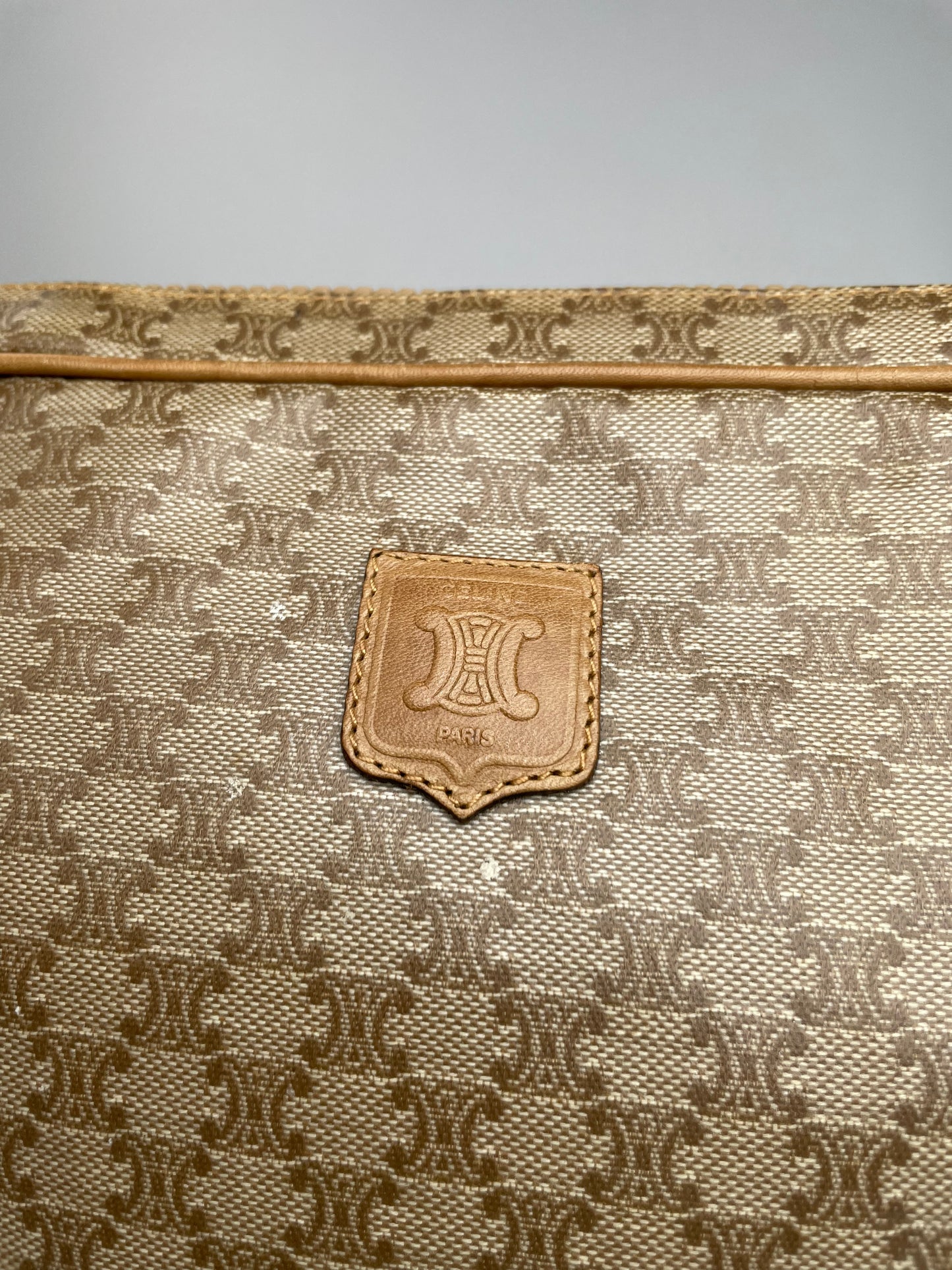 Vintage Celine Triomphe Leather Monogram Clutch