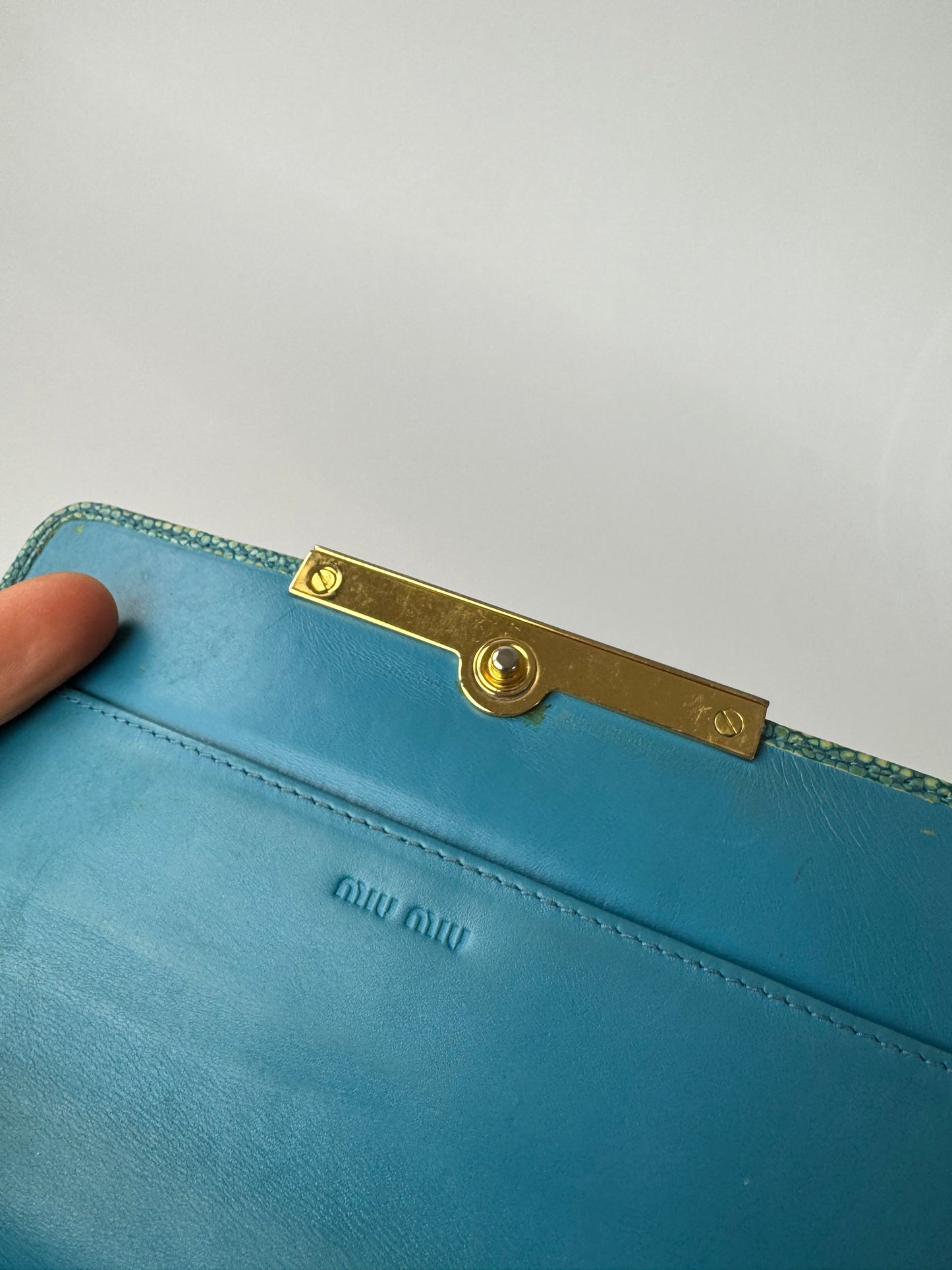Vintage Miu Miu Leather Wallet Turquoise