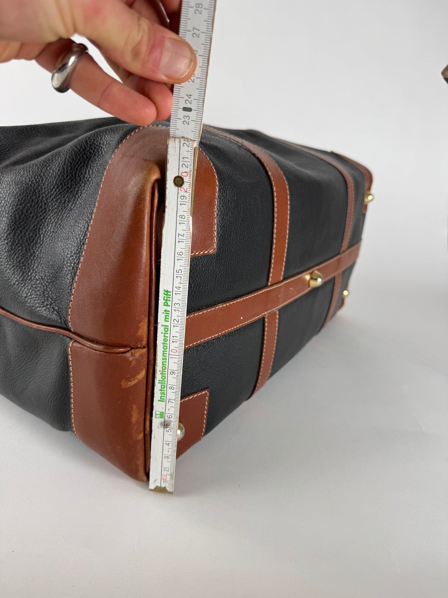 Vintage Celine Paris Triomphe Weekender Travel Bag Black Brown