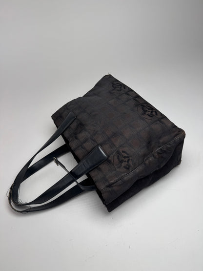 Vintage Chanel Monogram Canvas Shopper Bag Brown