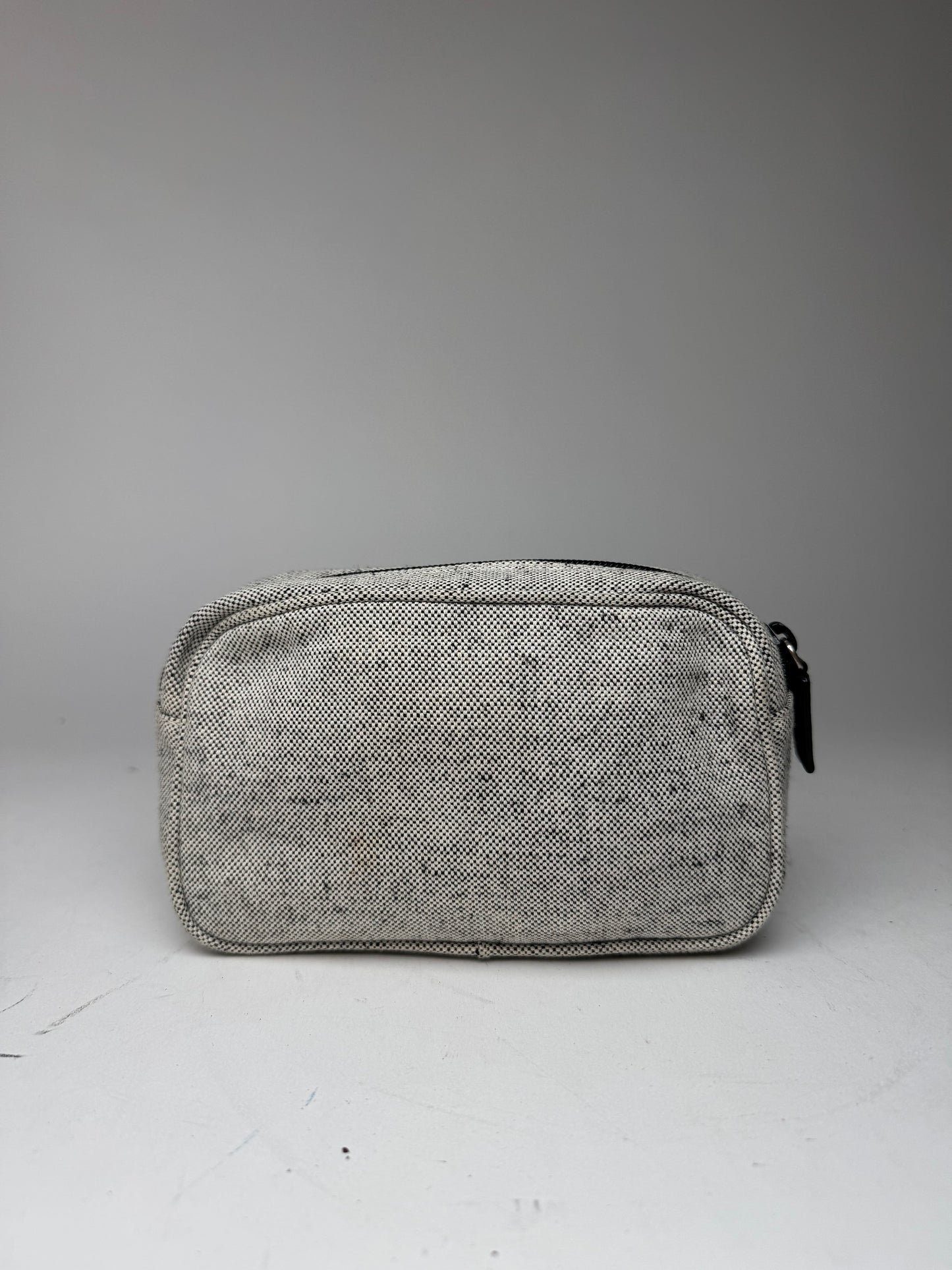 Vintage Prada Canvas Clutch/Cosmetic Bag Grey Black