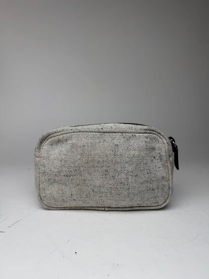 Vintage Prada Canvas Clutch/Cosmetic Bag Grey Black