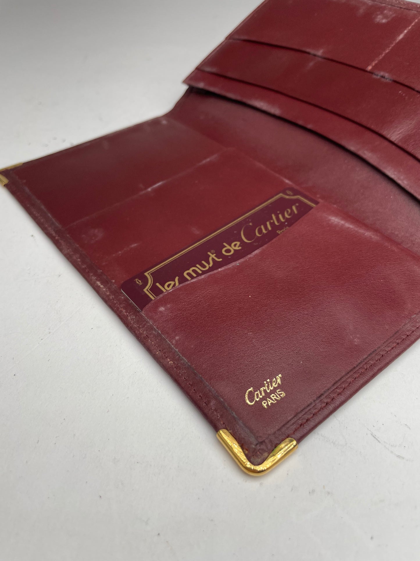 Vintage Cartier Leather ID Holder Burgundy