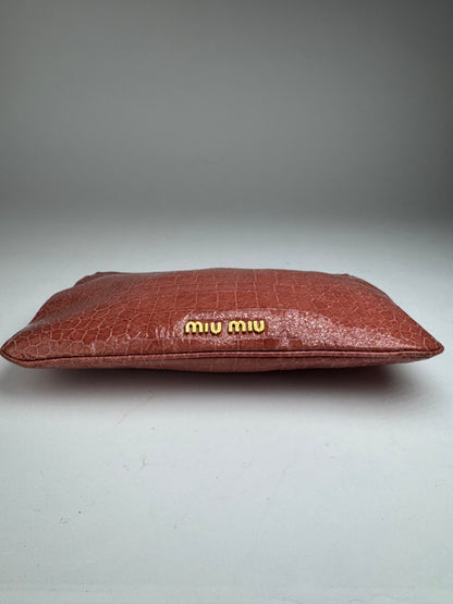 Vintage Miu Miu Crocodile Leather Clutch orange-brown