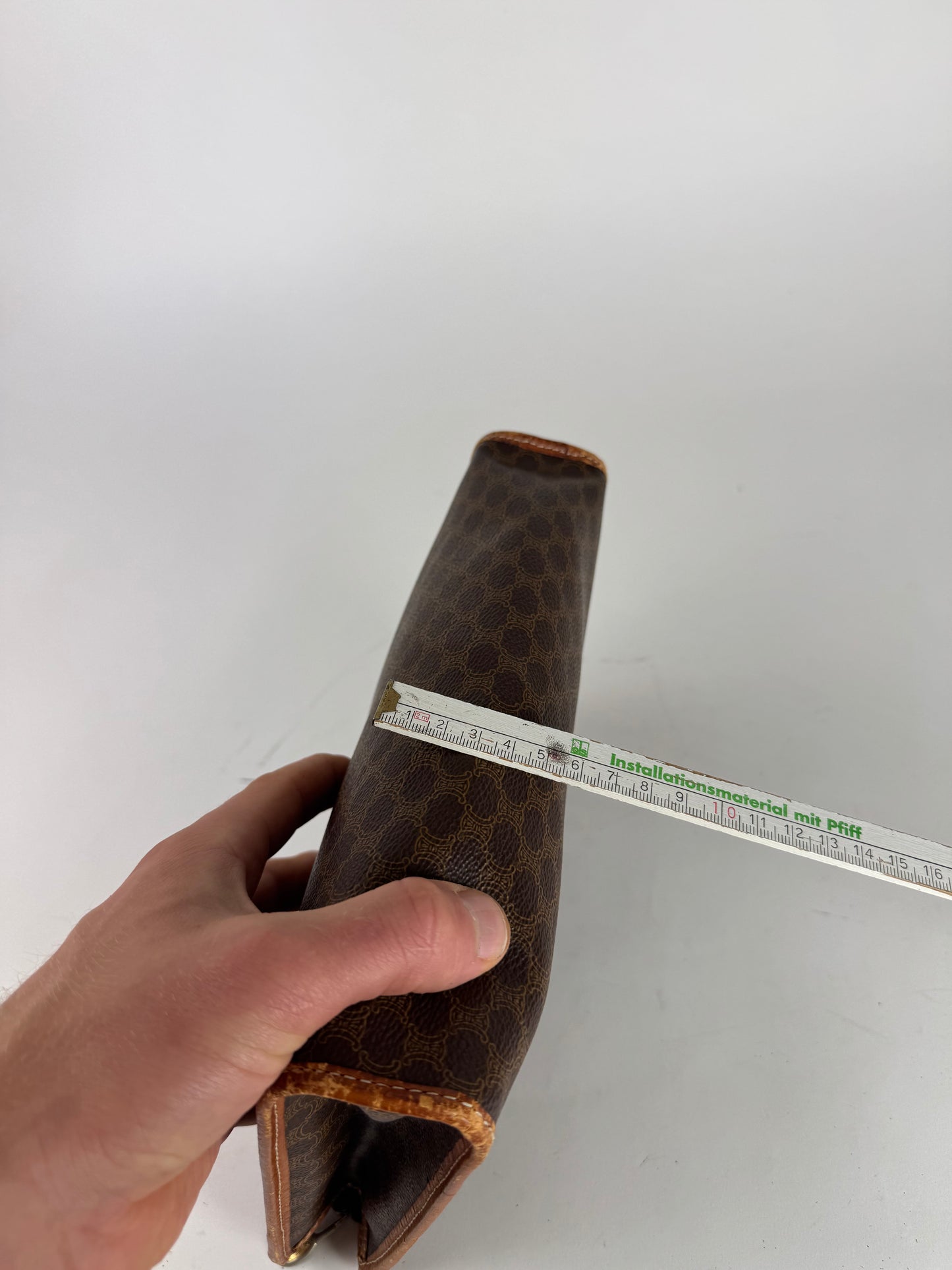 Vintage Celine Paris Leather Monogram Clutch brown