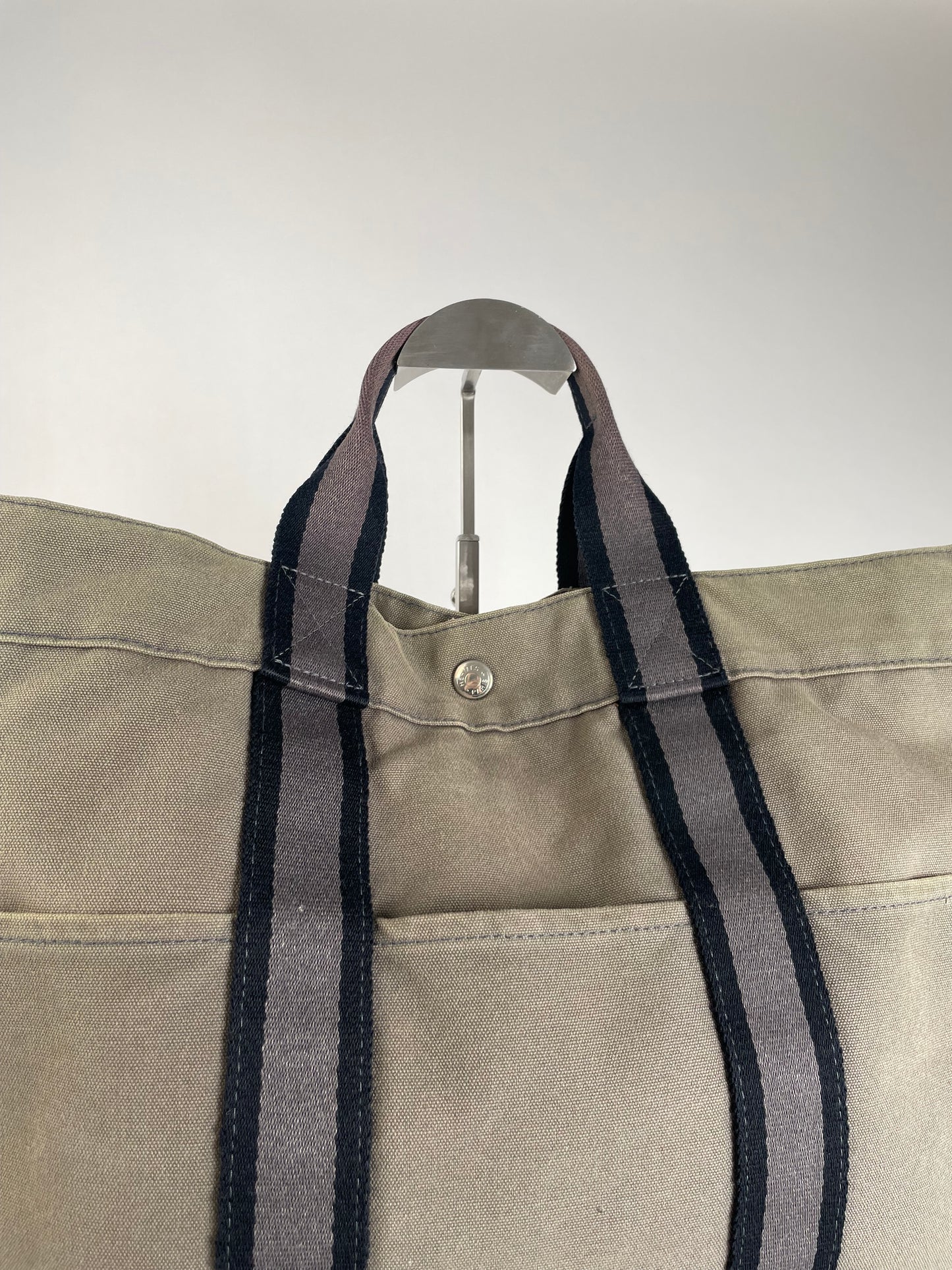 Vintage Hermes Canvas Shopper Bag Grey