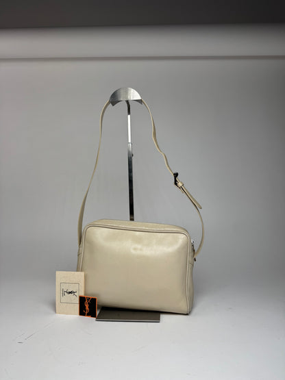 Vintage Yves Saint Laurent 2 Way Leather Bag cream