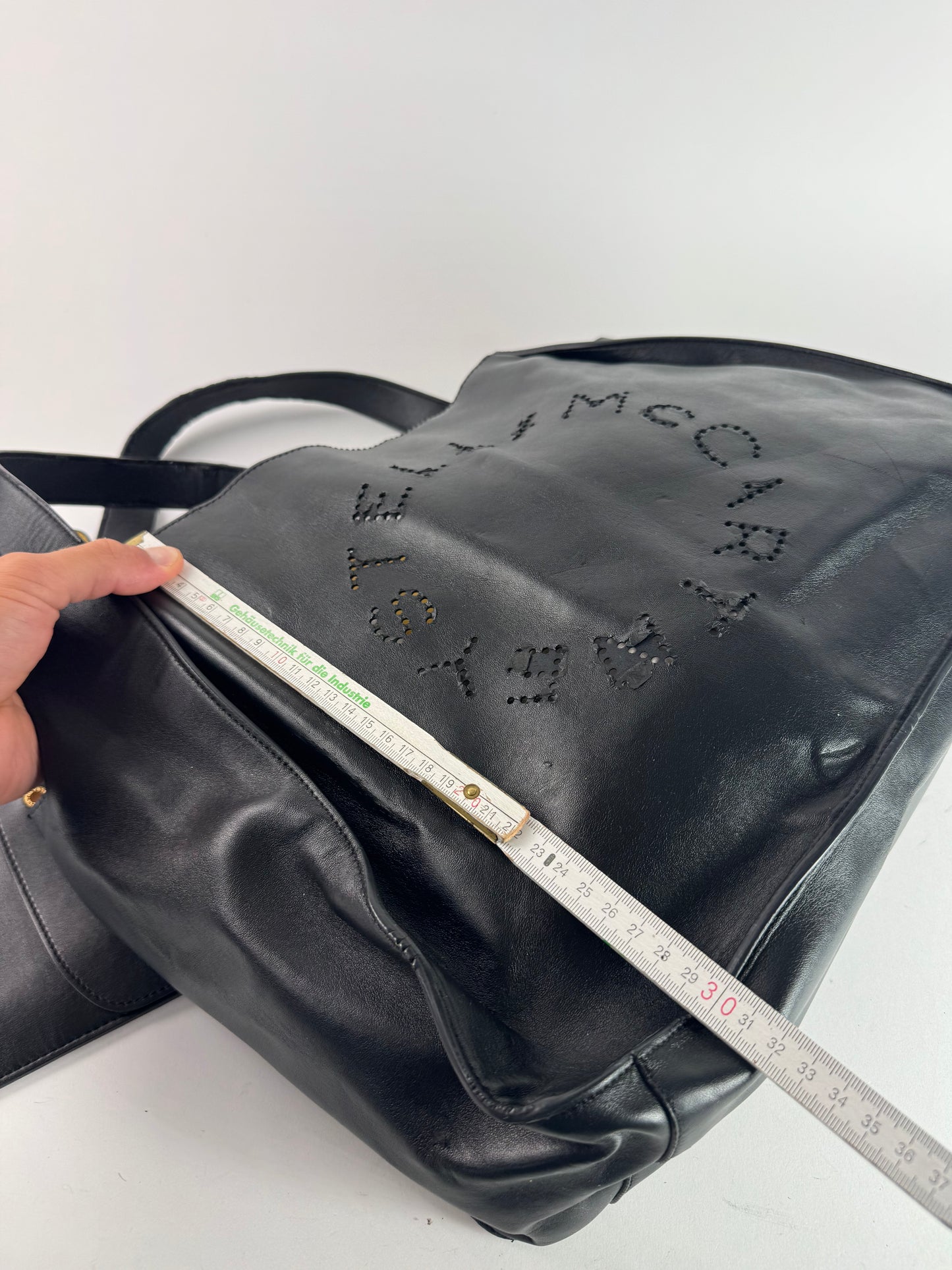 Vintage Stella Mc Cartney Vegan Leather Logo Shopper black