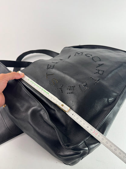 Vintage Stella Mc Cartney Vegan Leather Logo Shopper black