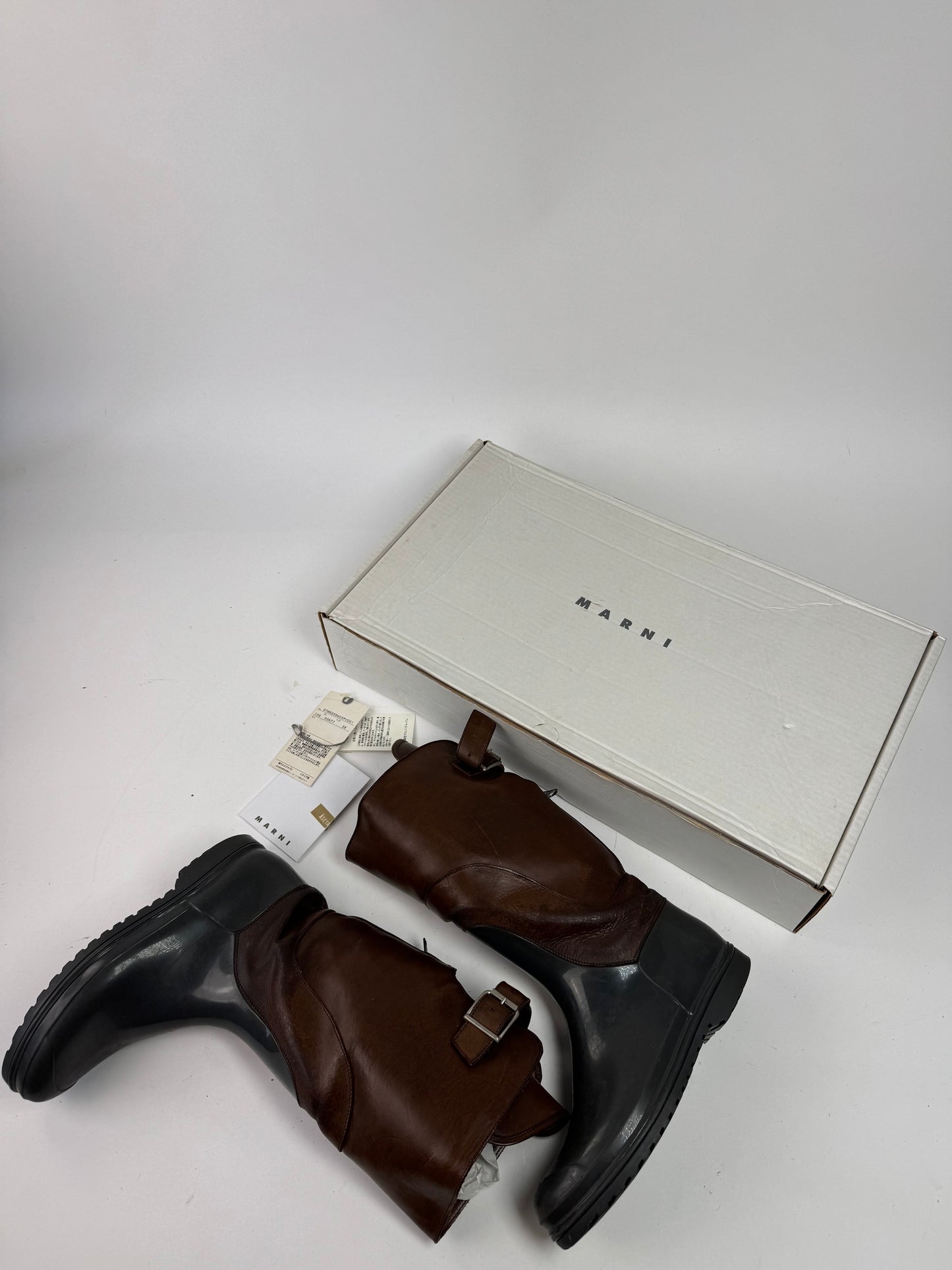 Vintage Marni Leather Boots brown Green EU38