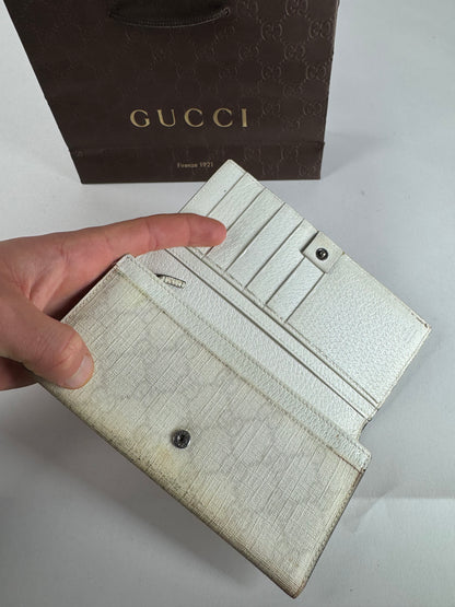 Vintage Gucci Monogram Leather Wallet White