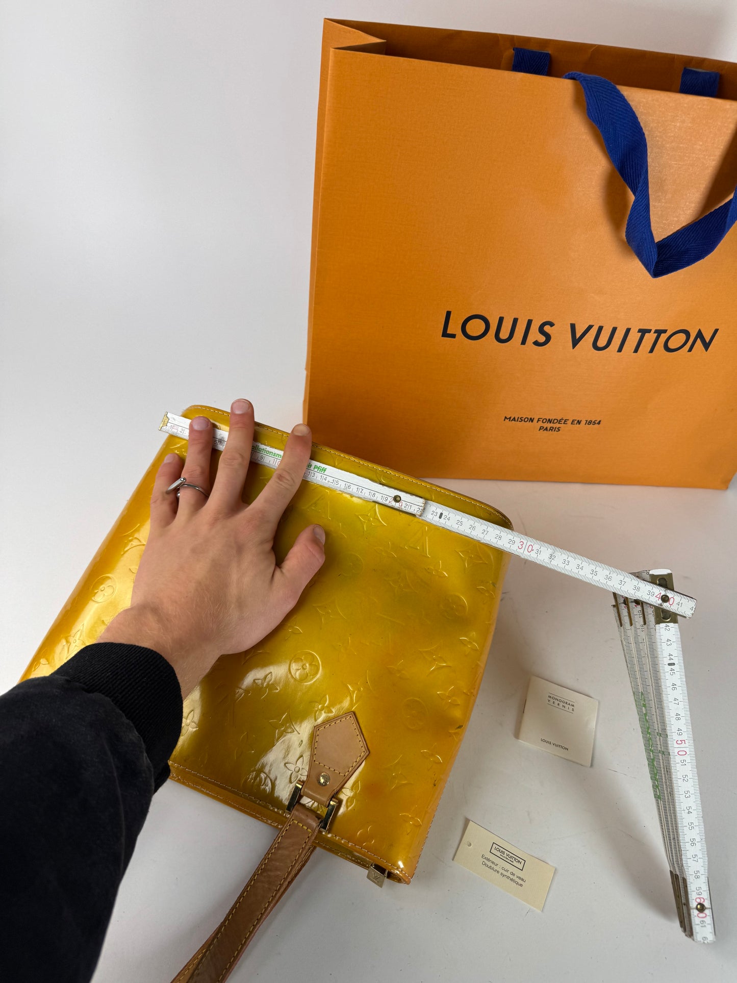 Vintage Louis Vuitton Vernis Leather Bag Yellow