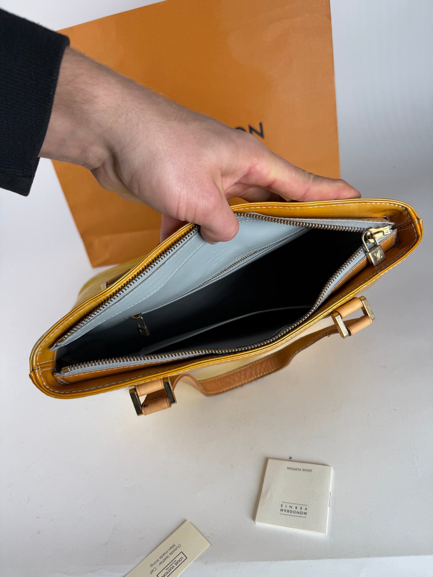 Vintage Louis Vuitton Vernis Leather Bag Yellow