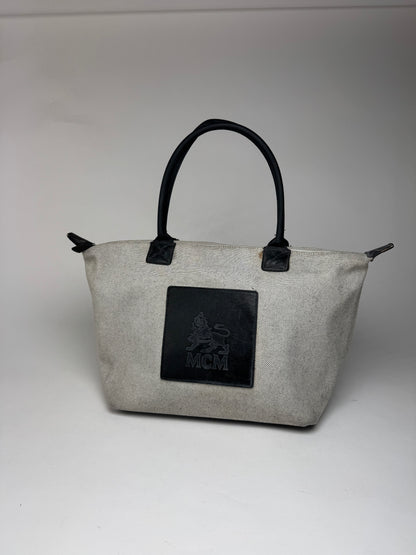 Vintage MCM canvas / leather shopper grey black