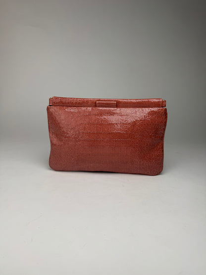 Vintage Miu Miu Crocodile Leather Clutch orange-brown