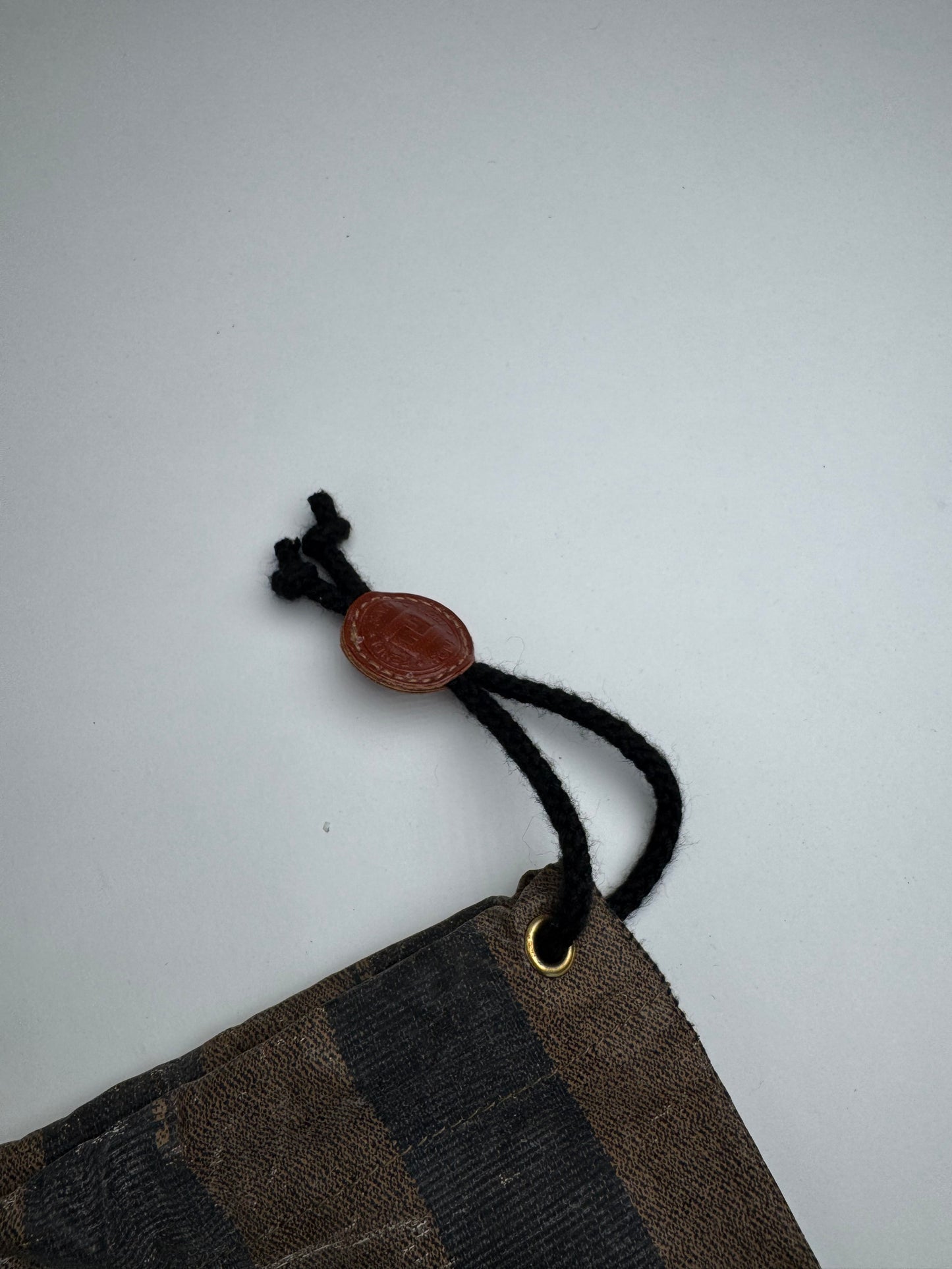 Vintage Fendi Roma Striped Leather Pouch / Bag brown striped