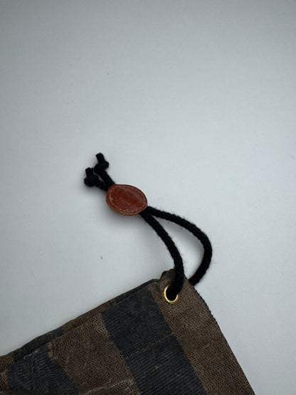 Vintage Fendi Roma Striped Leather Pouch / Bag brown striped