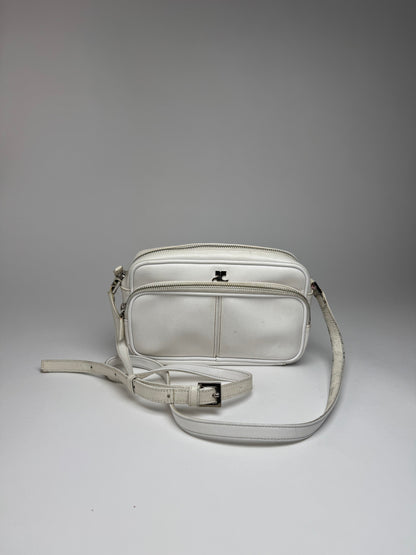 Vintage Courreges Paris Leather Crossbody Bag White