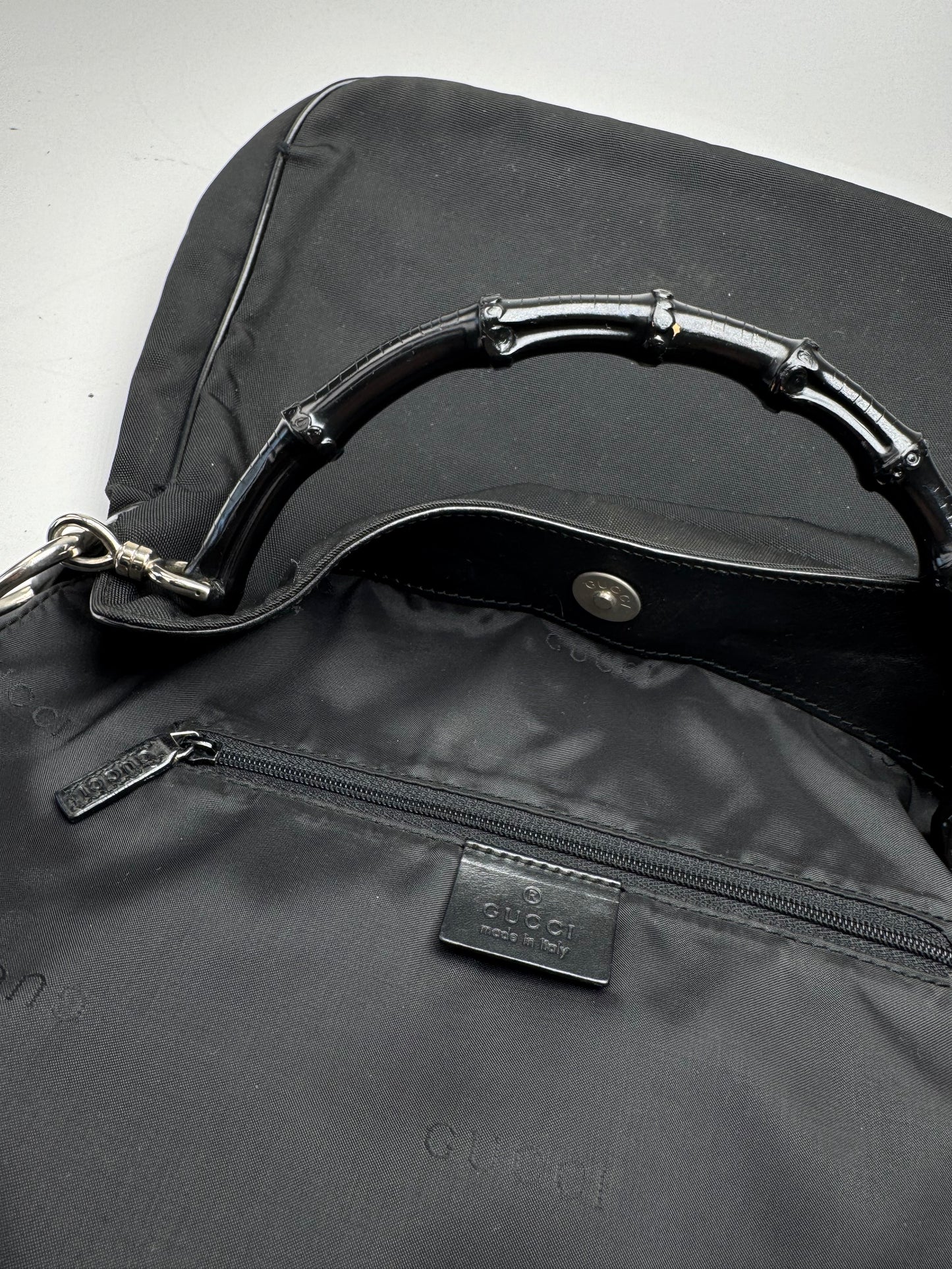 Vintage Gucci Bamboo Top Handle Bag Black