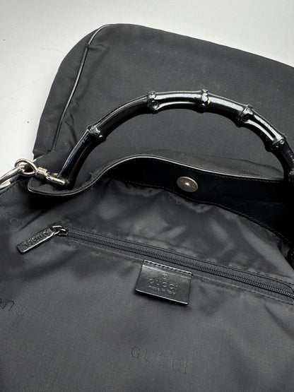 Vintage Gucci Bamboo Top Handle Bag Black