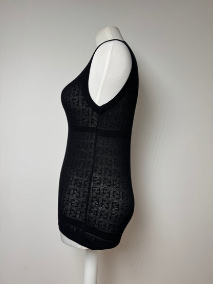 Vintage Fendi Monogram wool Dress Black 38/M