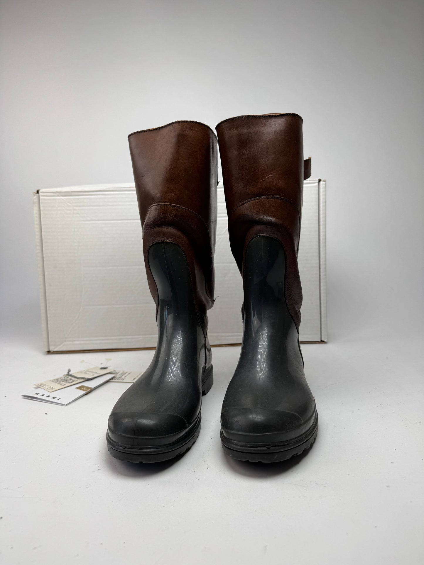 Vintage Marni Leather Boots brown Green EU38
