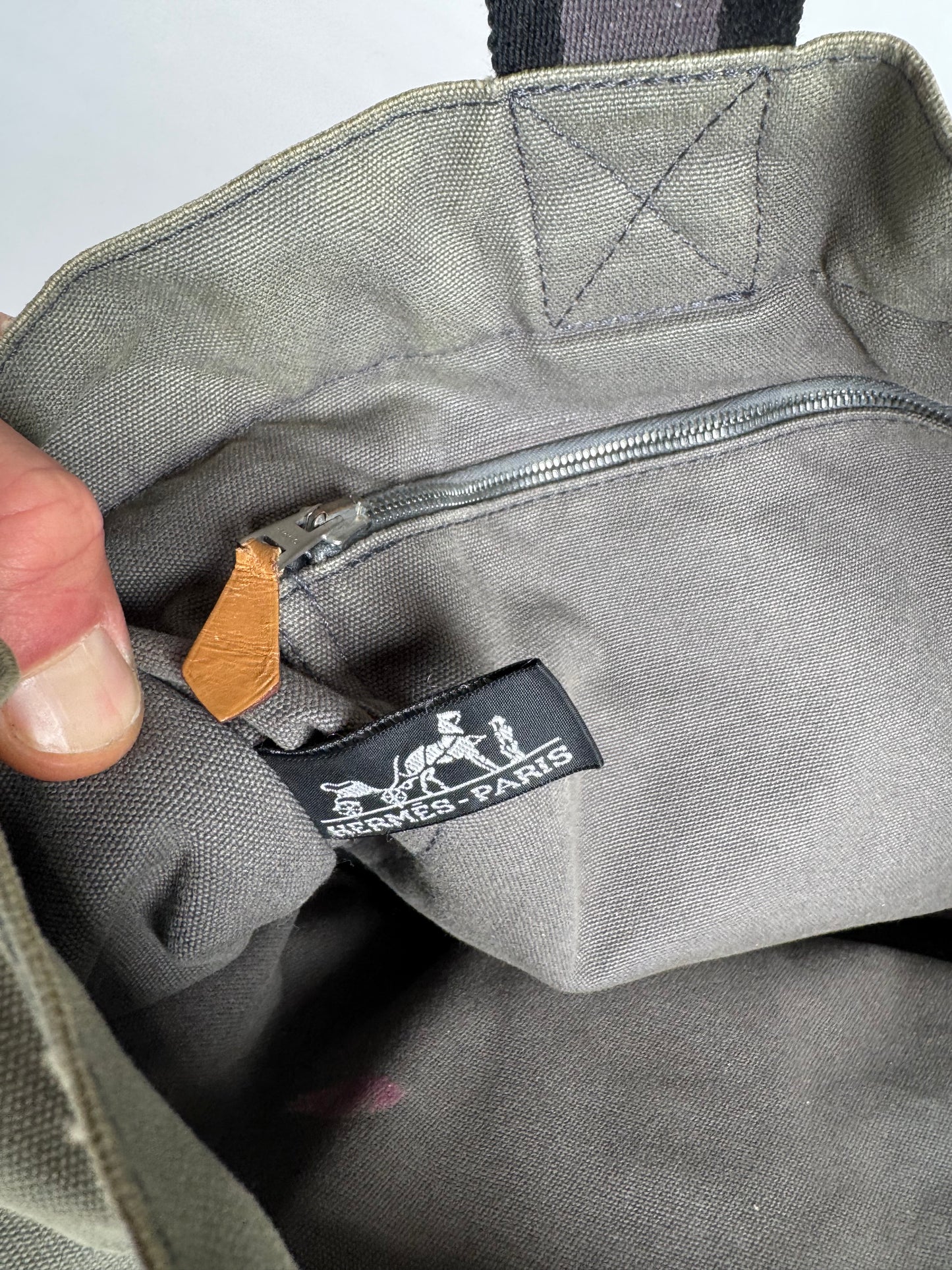 Vintage Hermes Paris Canvas Shopper Grey