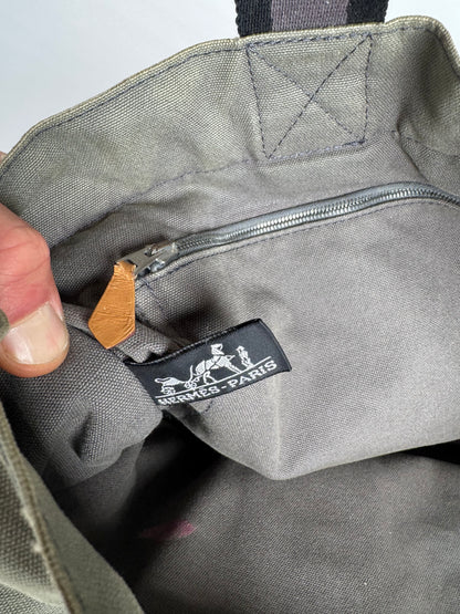 Vintage Hermes Paris Canvas Shopper Grey
