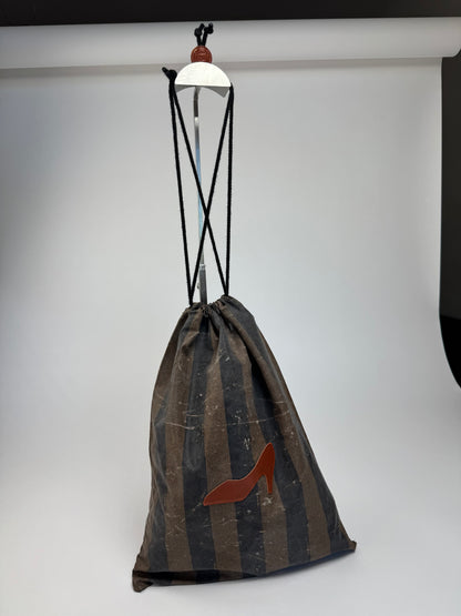 Vintage Fendi Roma Striped Leather Pouch / Bag brown striped