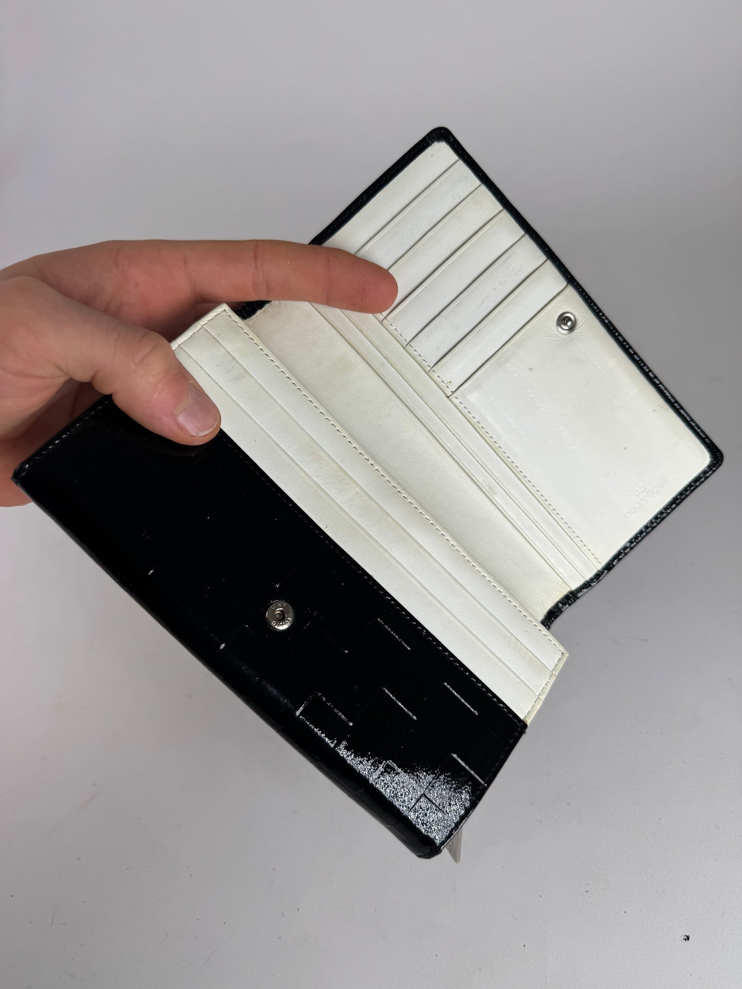 Vintage Courreges Paris Patent Leather Wallet Black