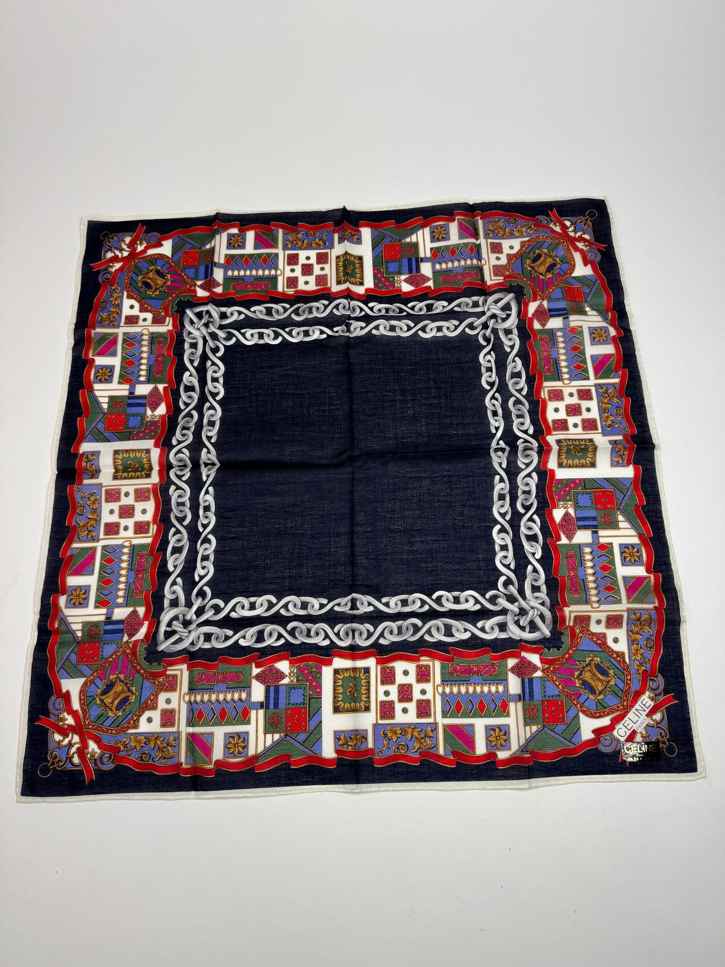 Vintage Celine Paris Silk / Canvas Scarf