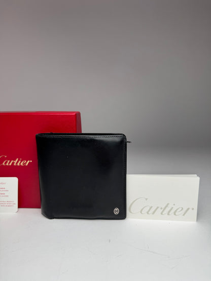 Vintage Cartier Flap Leather Wallet Black