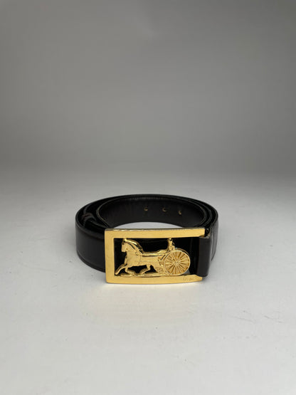 Vintage Celine Paris Triomphe Leather Belt Black