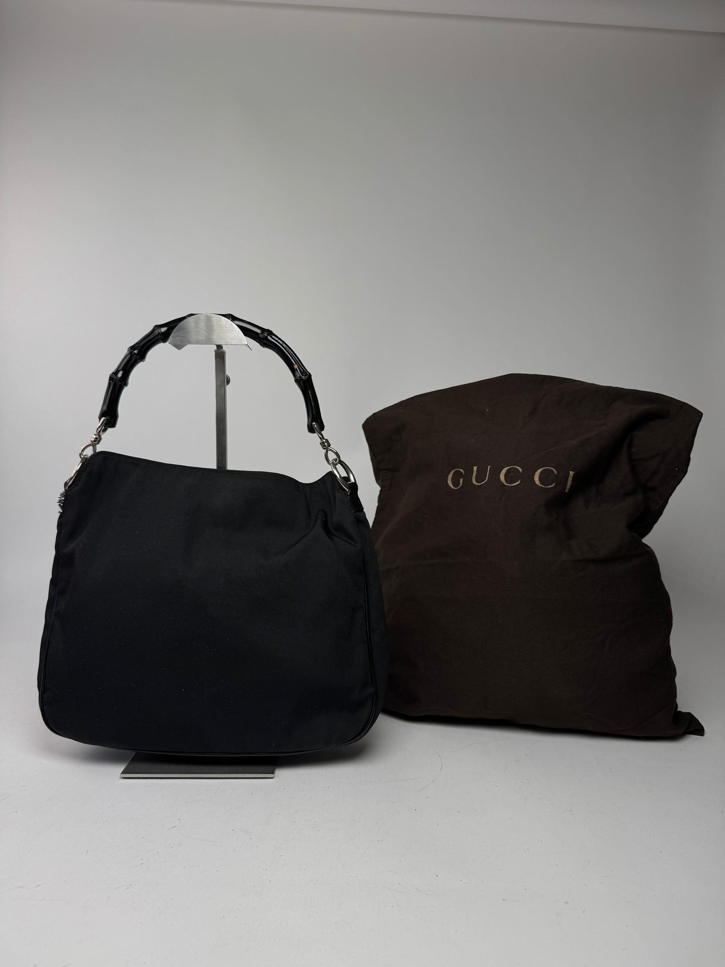 Vintage Gucci Bamboo Top Handle Bag Black