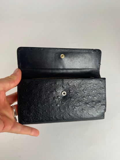 Vintage Gianni Versace Ostrich Leather Wallet Black