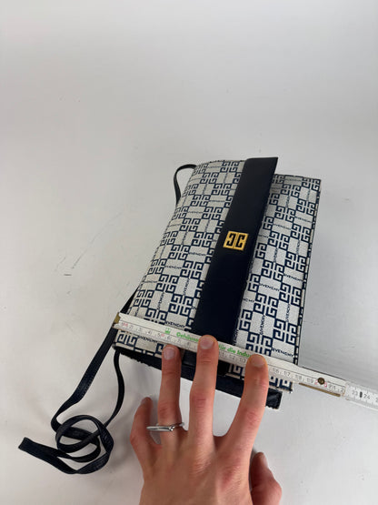 Vintage Givenchy 4G Monogramm Leather Bag White Navy Black