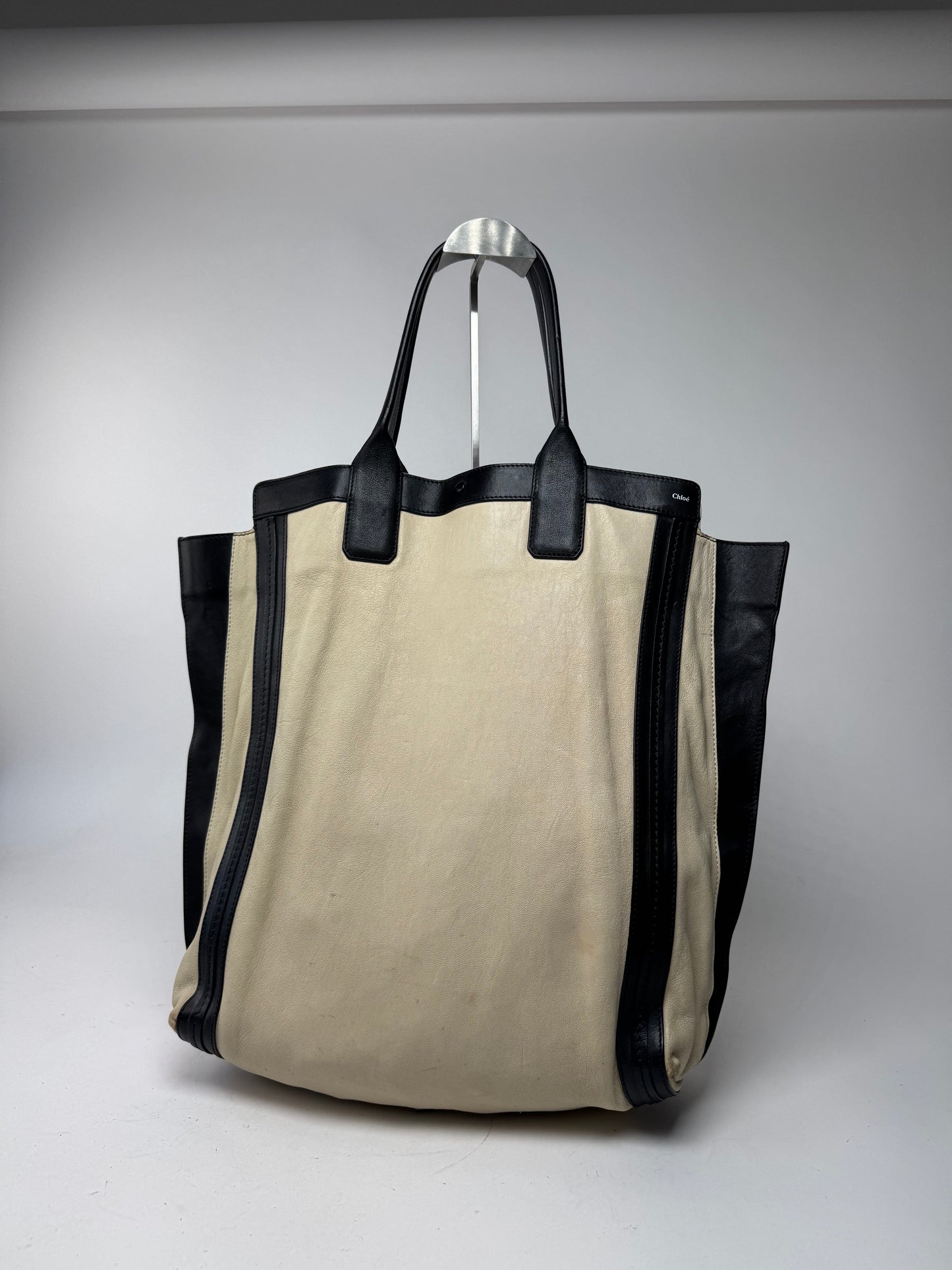 Vintage Chloe Alison leather Shopper Bag beige black