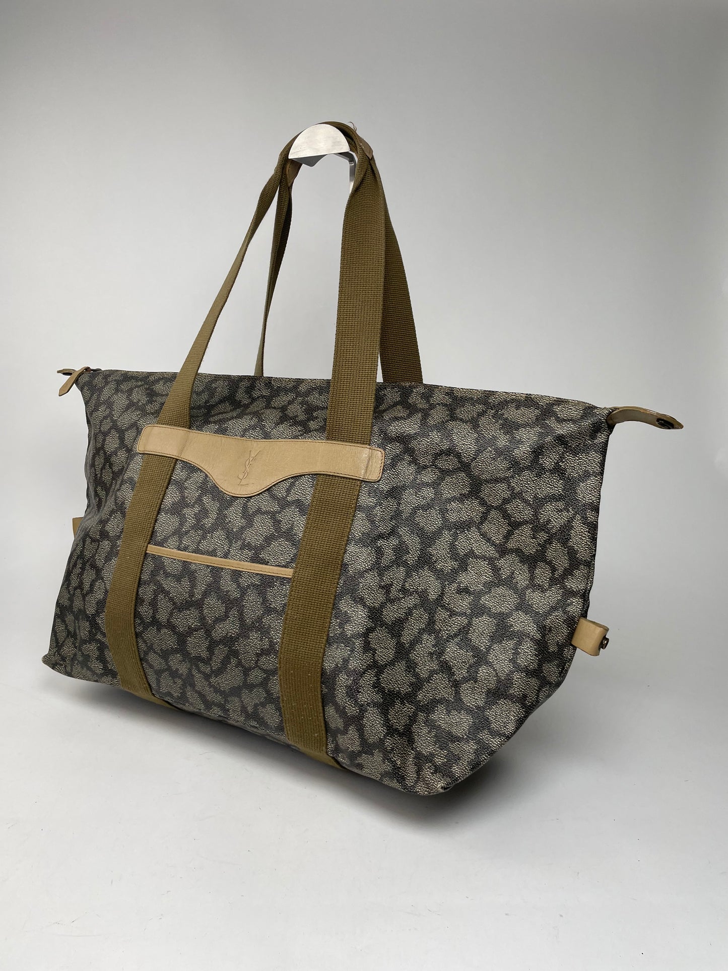 Vintage Yves Saint Laurent Leather Travel Bag Grey/Brown