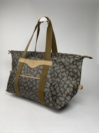 Vintage Yves Saint Laurent Leather Travel Bag Grey/Brown