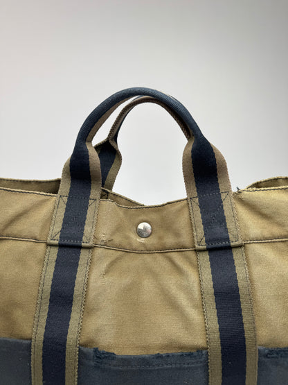 Vintage Hermes Paris Canvas Shopper Khaki/Black