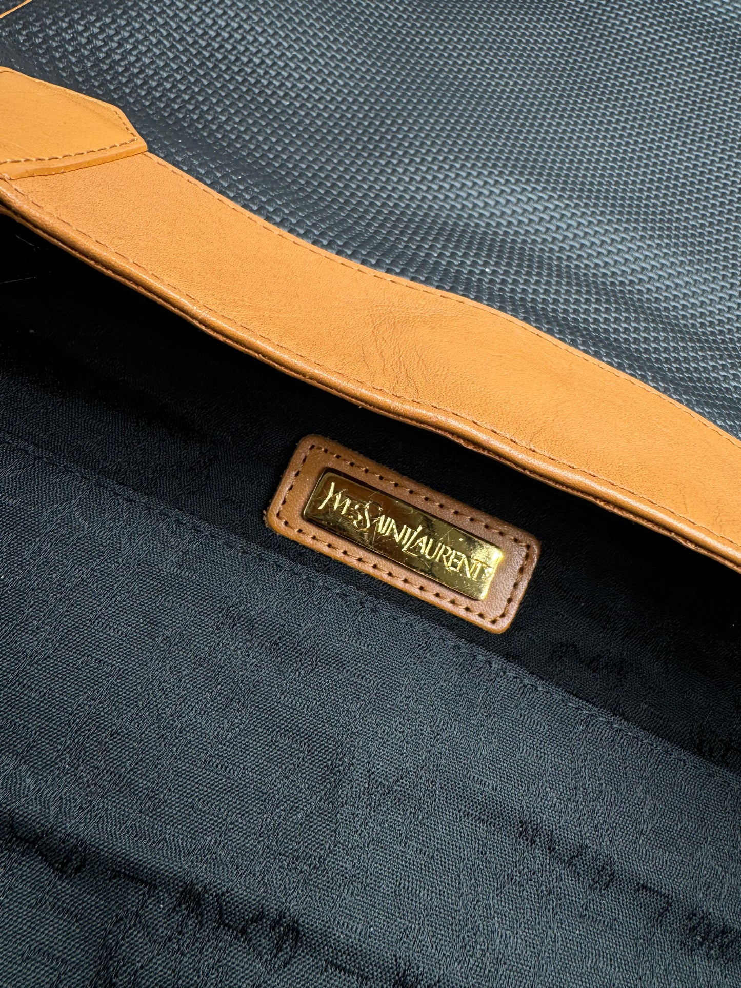 Vintage Yves Saint Laurent 2Way leather Shopper bag black brown