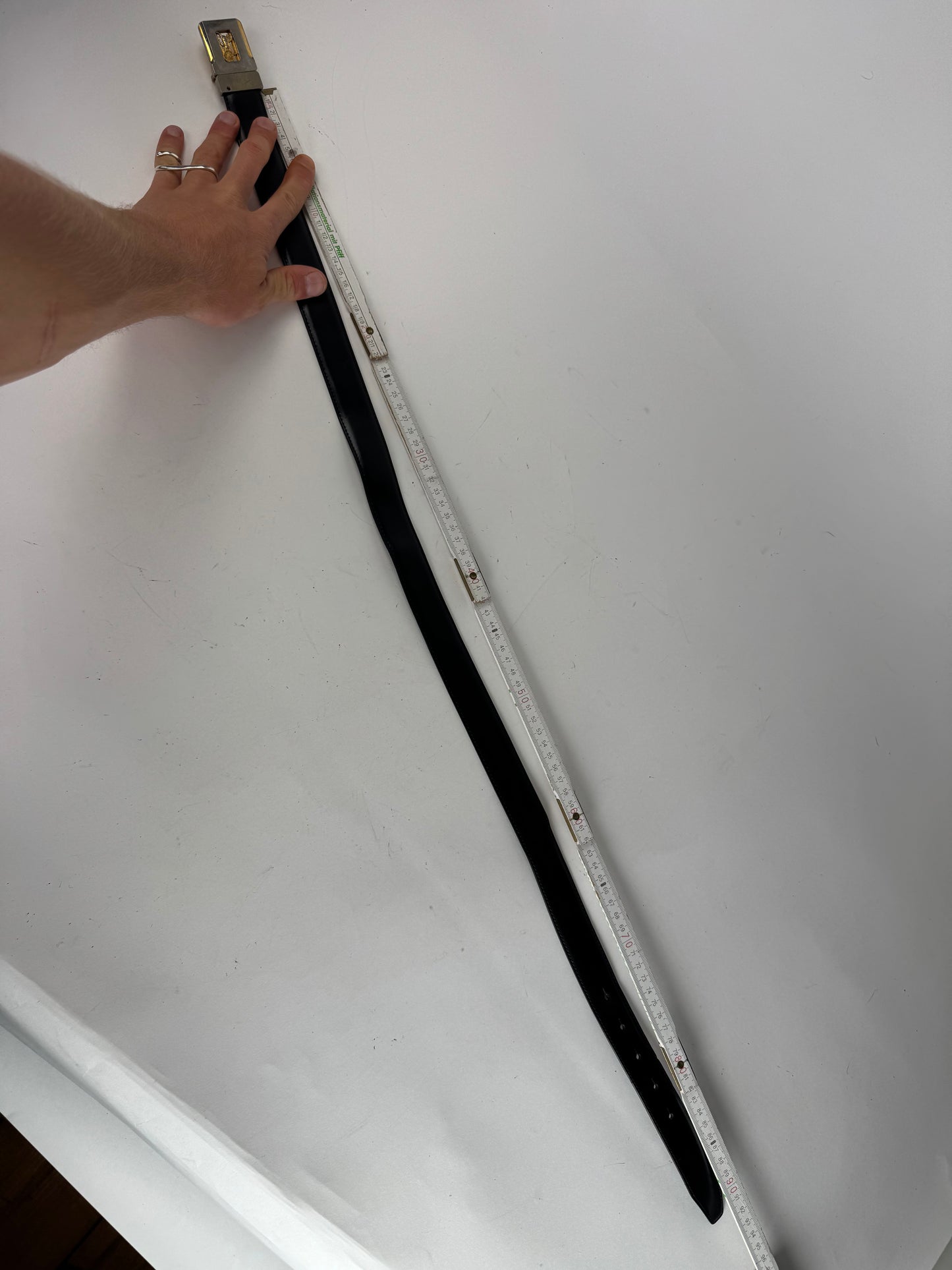 Vintage Celine Paris Triomphe Leather Belt Black