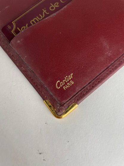 Vintage Cartier Leather ID Holder Burgundy
