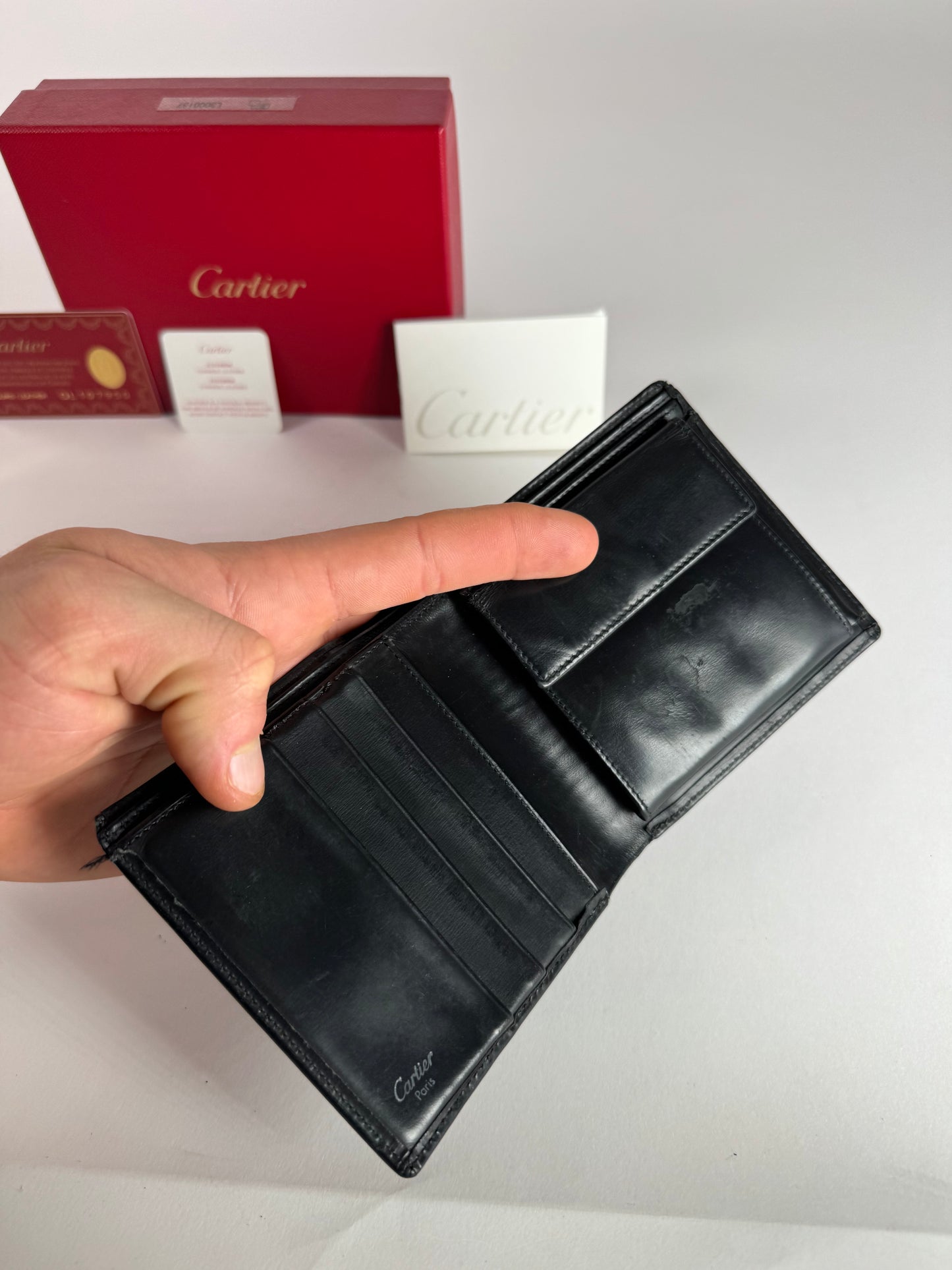 Vintage Cartier Flap Leather Wallet Black