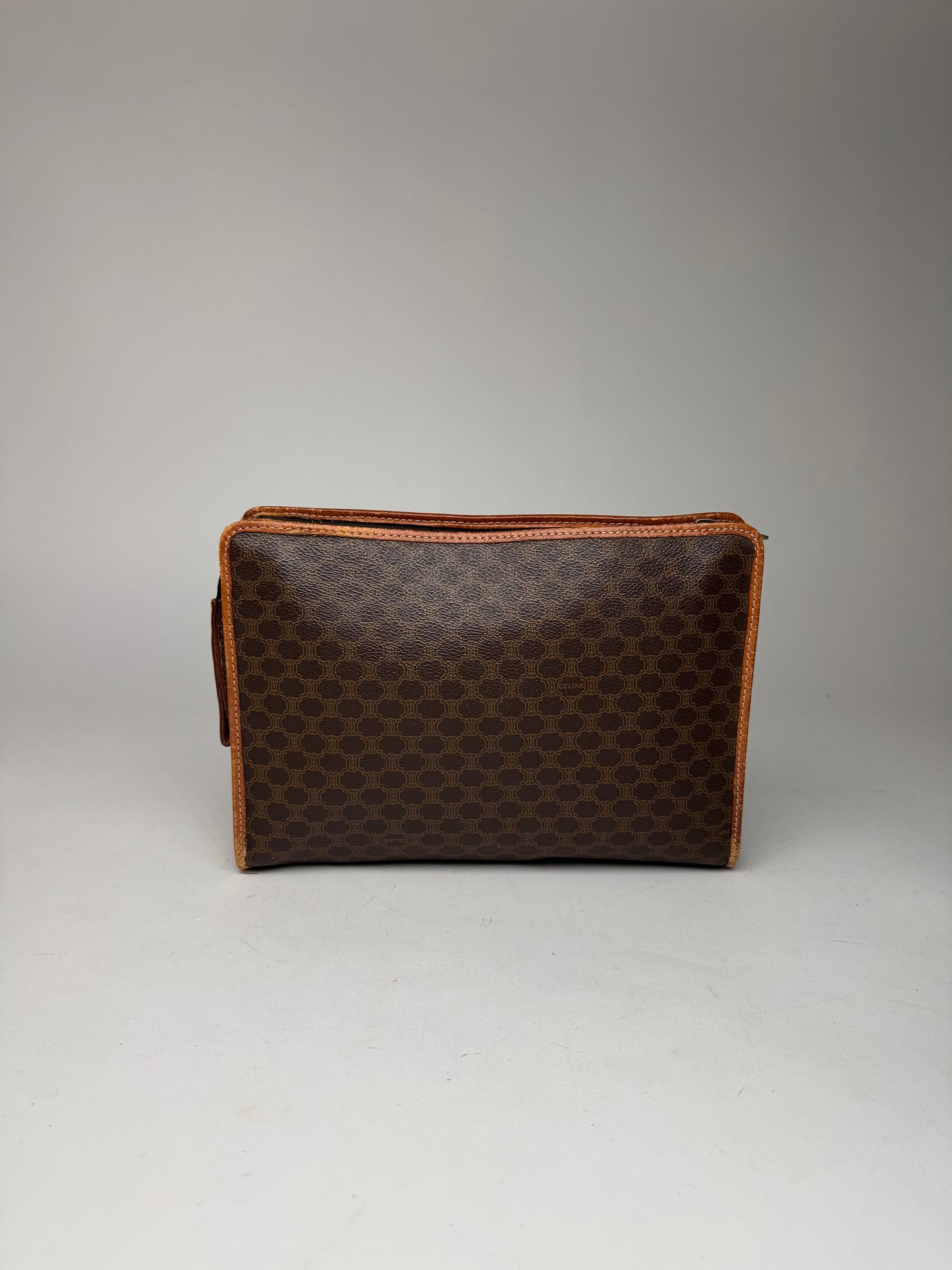 Vintage Celine Paris Leather Monogram Clutch brown