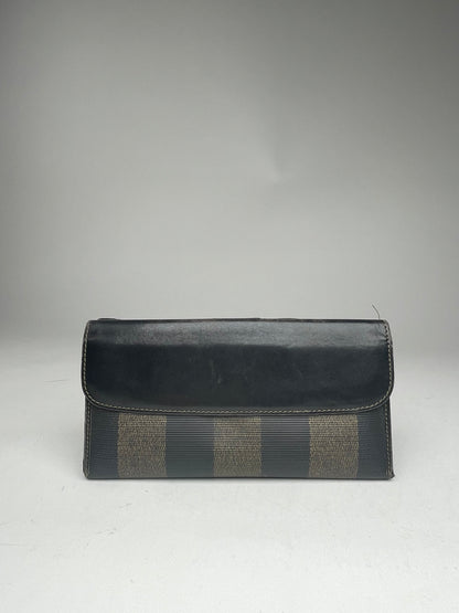 Vintage Fendi Roma Leather Wallet Brown Black striped